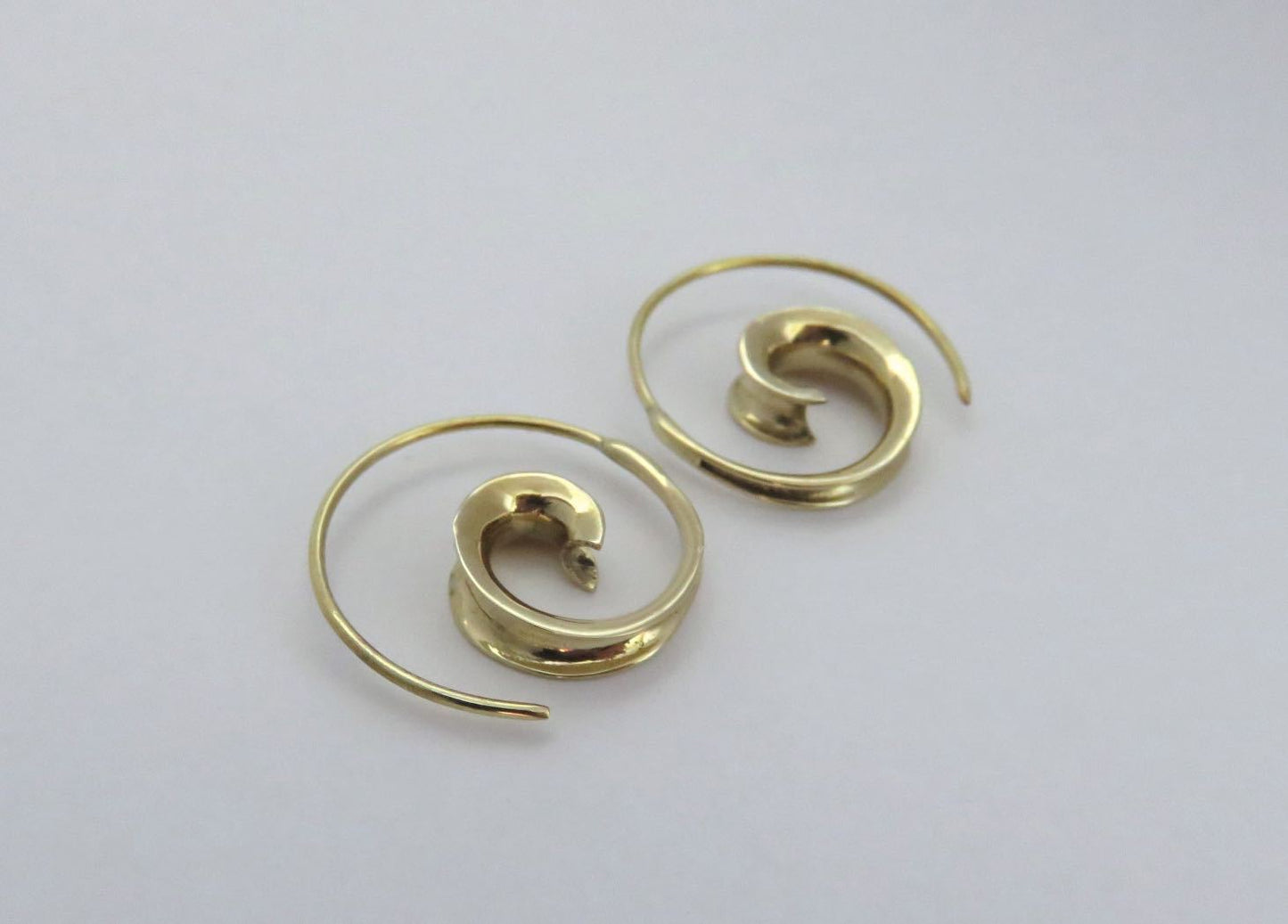 small simple spiral earrings made of brass