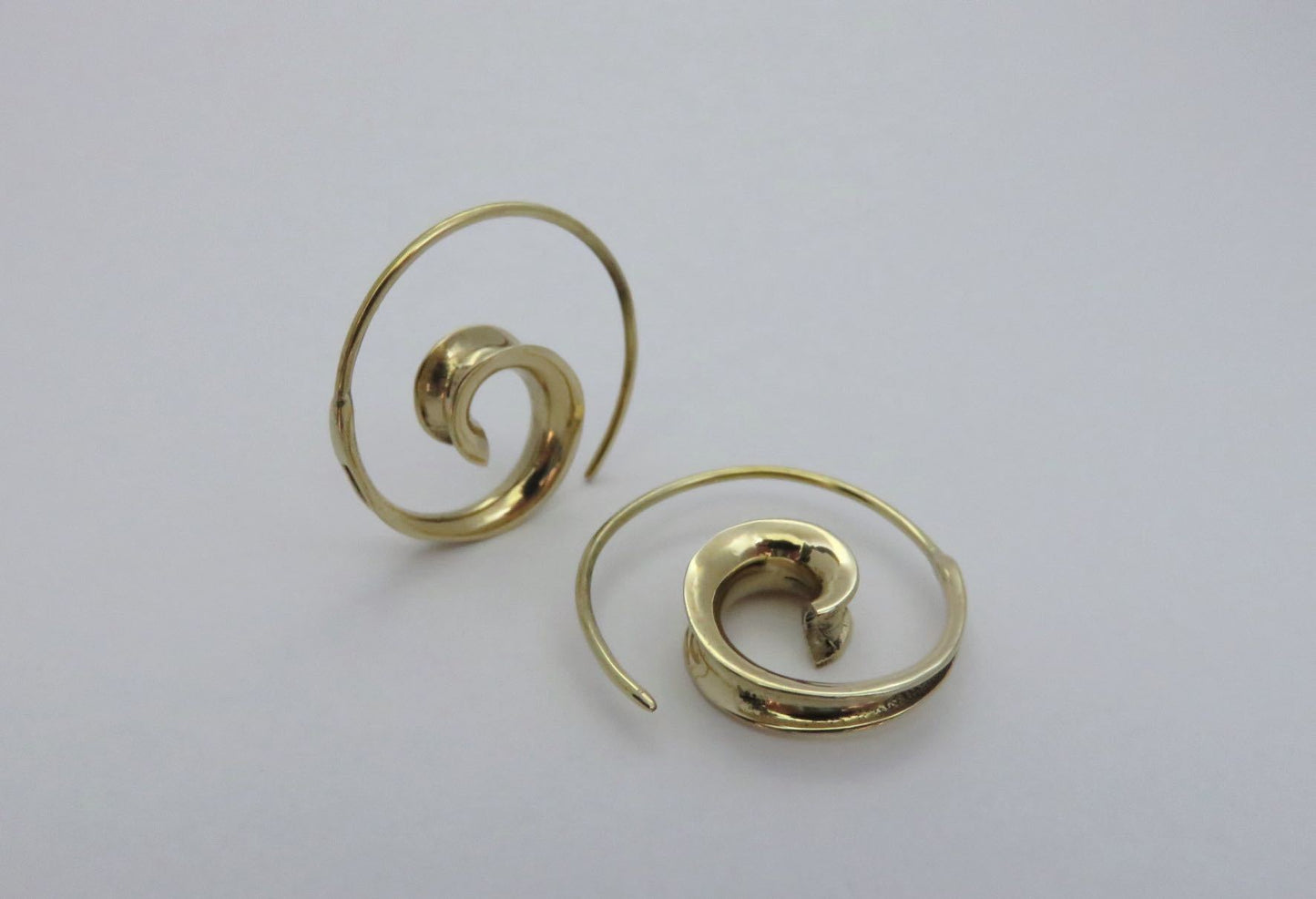 small simple spiral earrings made of brass