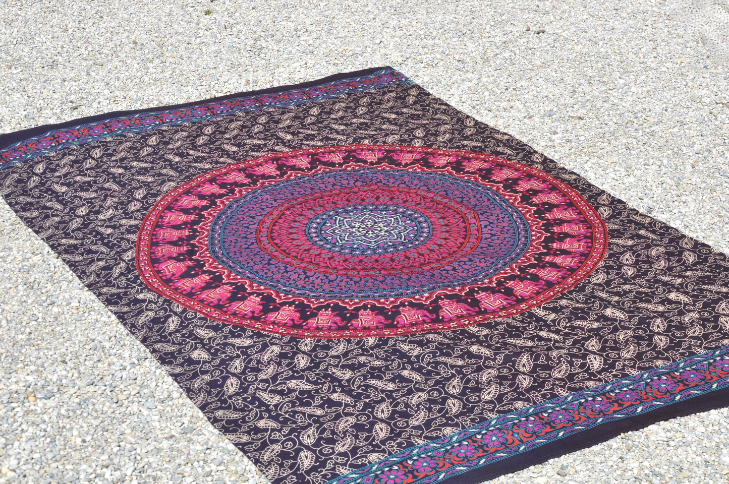 purple pink sarong/bath towel with mandala pattern