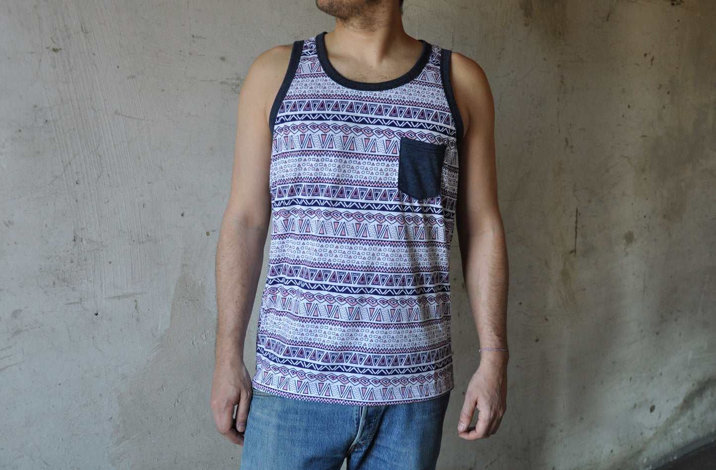 Geometric pattern tank top for men