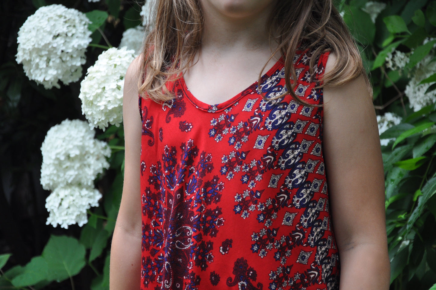 floral tank top for girls in red