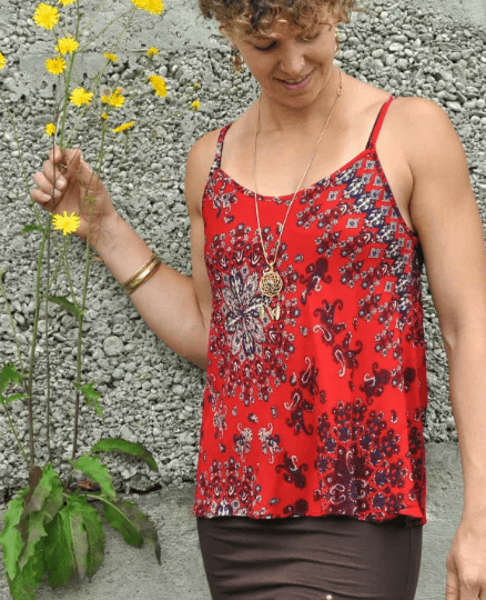 lockeres Sommer Top mit floralem Muster in rot