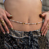 Bauchkette mit weißen Perlen und Messingspiralen, Hüftkette, Bauchschmuck