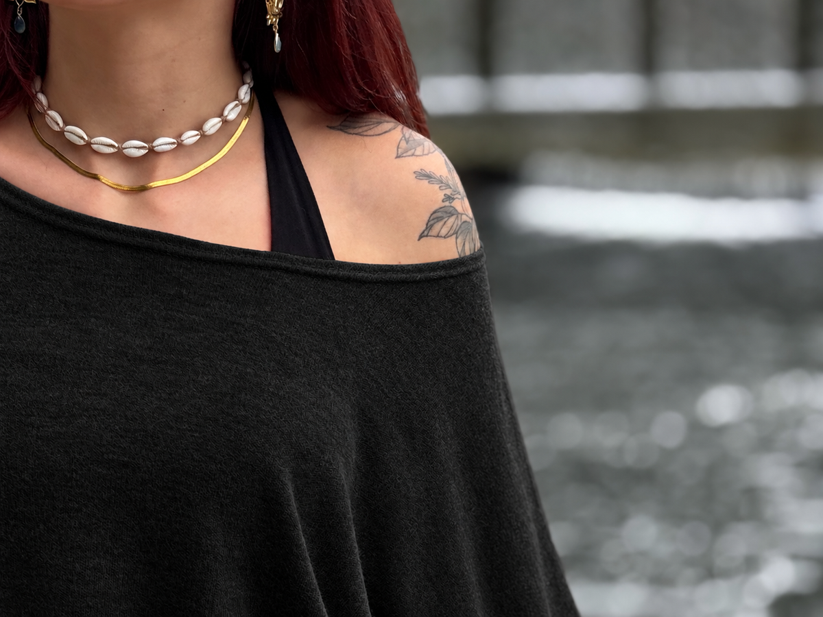 halblanges lockeres Shirt in schwarz