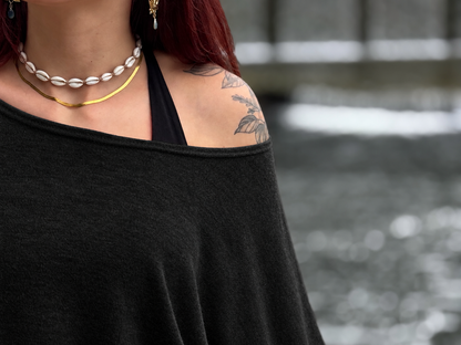 halblanges lockeres Shirt in schwarz
