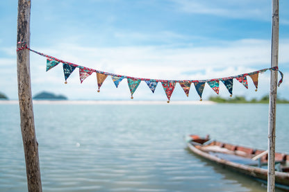 Mini flower bunting colorful with bells