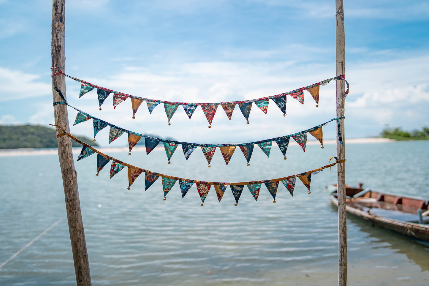 Mini flower bunting colorful with bells