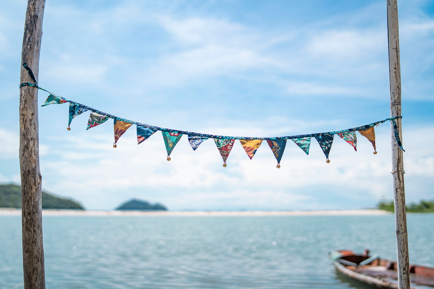 Mini flower bunting colorful with bells