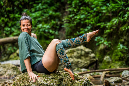 Boho Wendestulpen – Beinstulpen, Yoga & Tanz Stulpen, 4-in-1 Legwarmers Damen in türkis/ gemustert