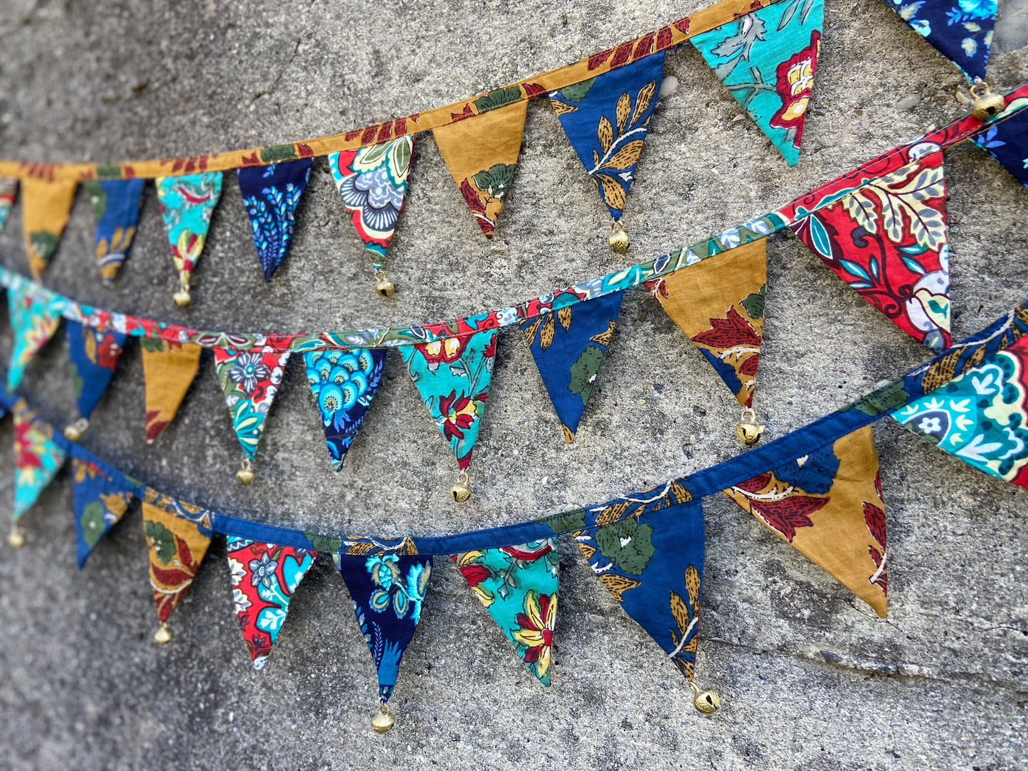 Mini flower bunting colorful with bells