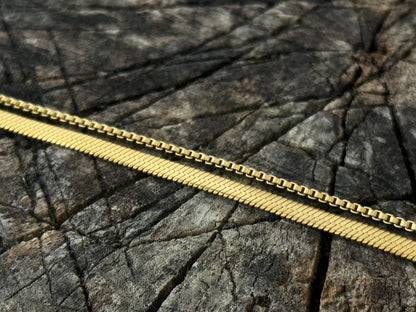 Verstellbares zweireihiges goldfarbenes Fußkettchen Fischgrätenkettchen aus Edelstahl – PVD Gold Plated