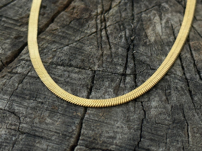 Goldfarbene Fischgrätenkette 3 mm – Verstellbare Halskette aus Edelstahl, PVD vergoldet