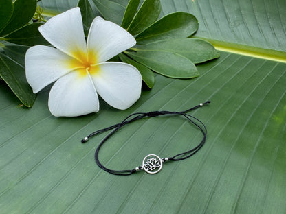 Bracelet set lotus flower made of silver in black or turquoise 