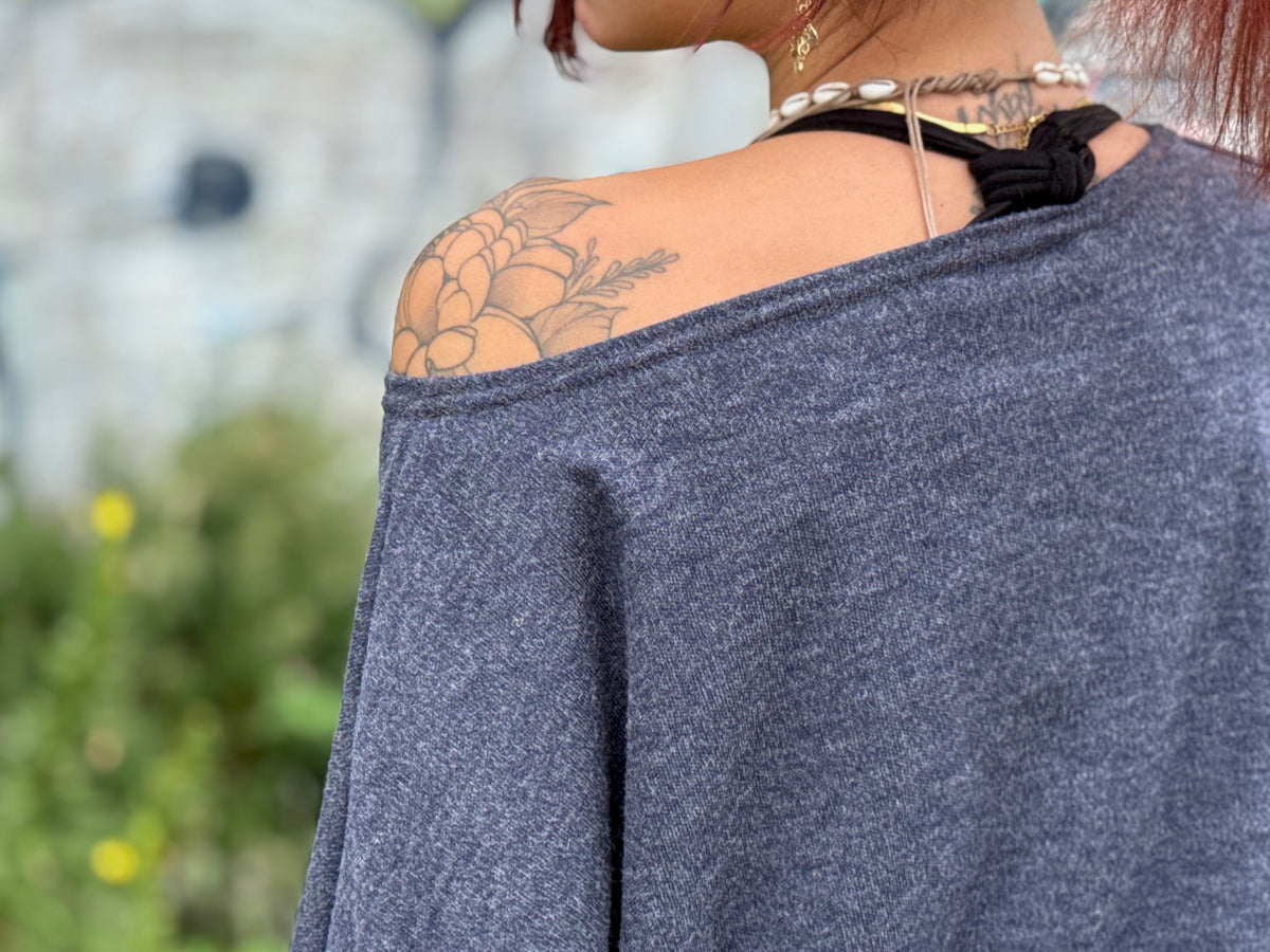 halblanges lockeres Shirt in dunklem blau