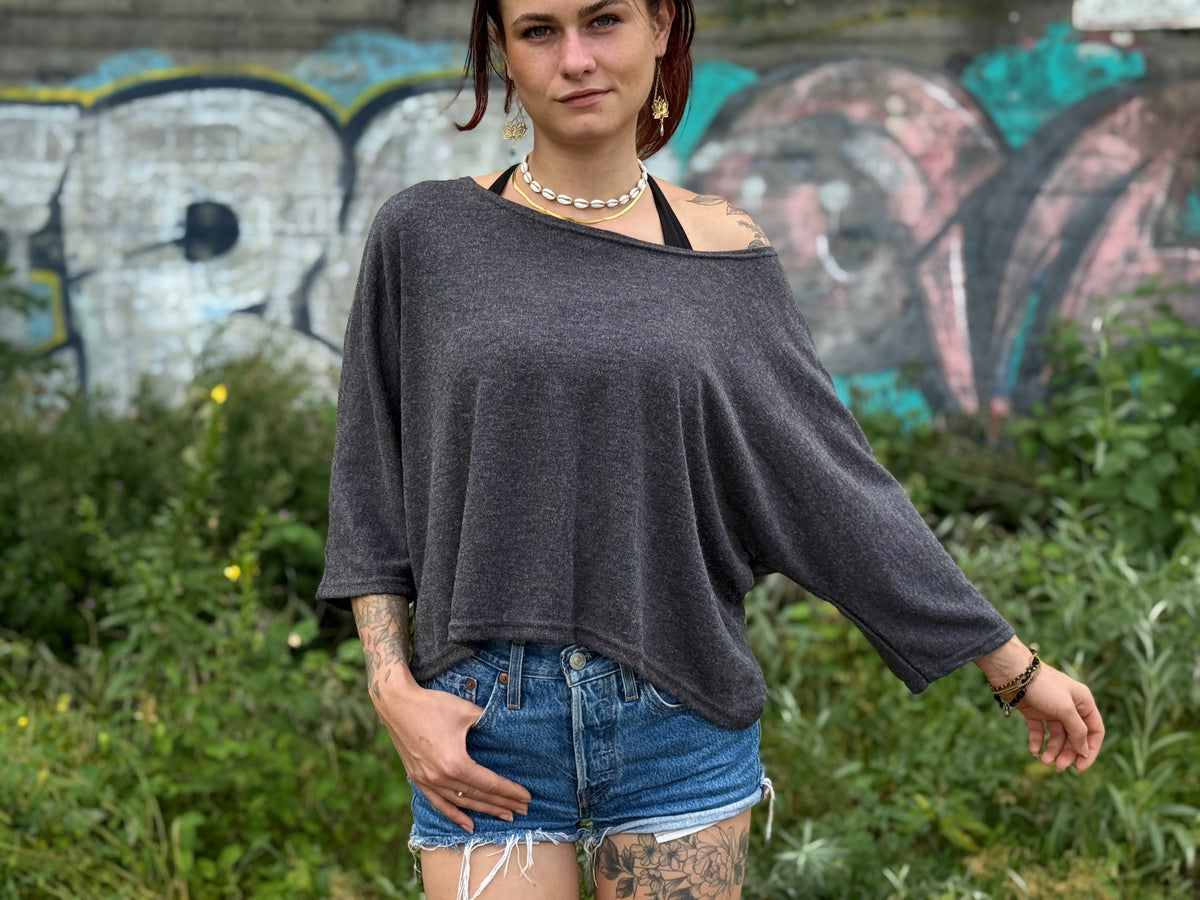 halblanges lockeres Shirt in grau