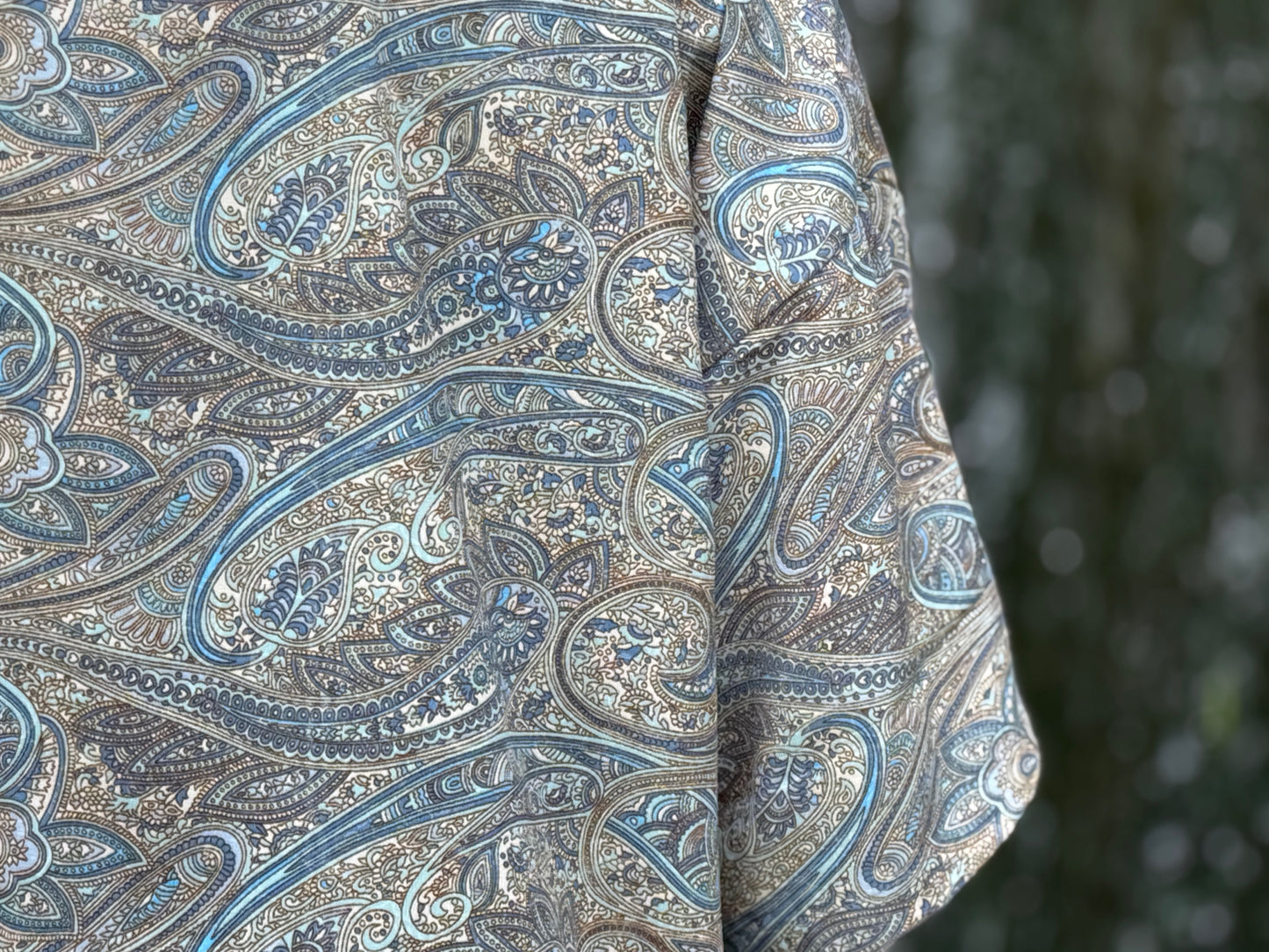 blue orange patterned kimono, blouse, cover-up, light jacket