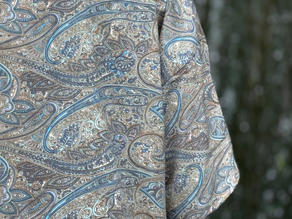 blue orange patterned kimono, blouse, cover-up, light jacket