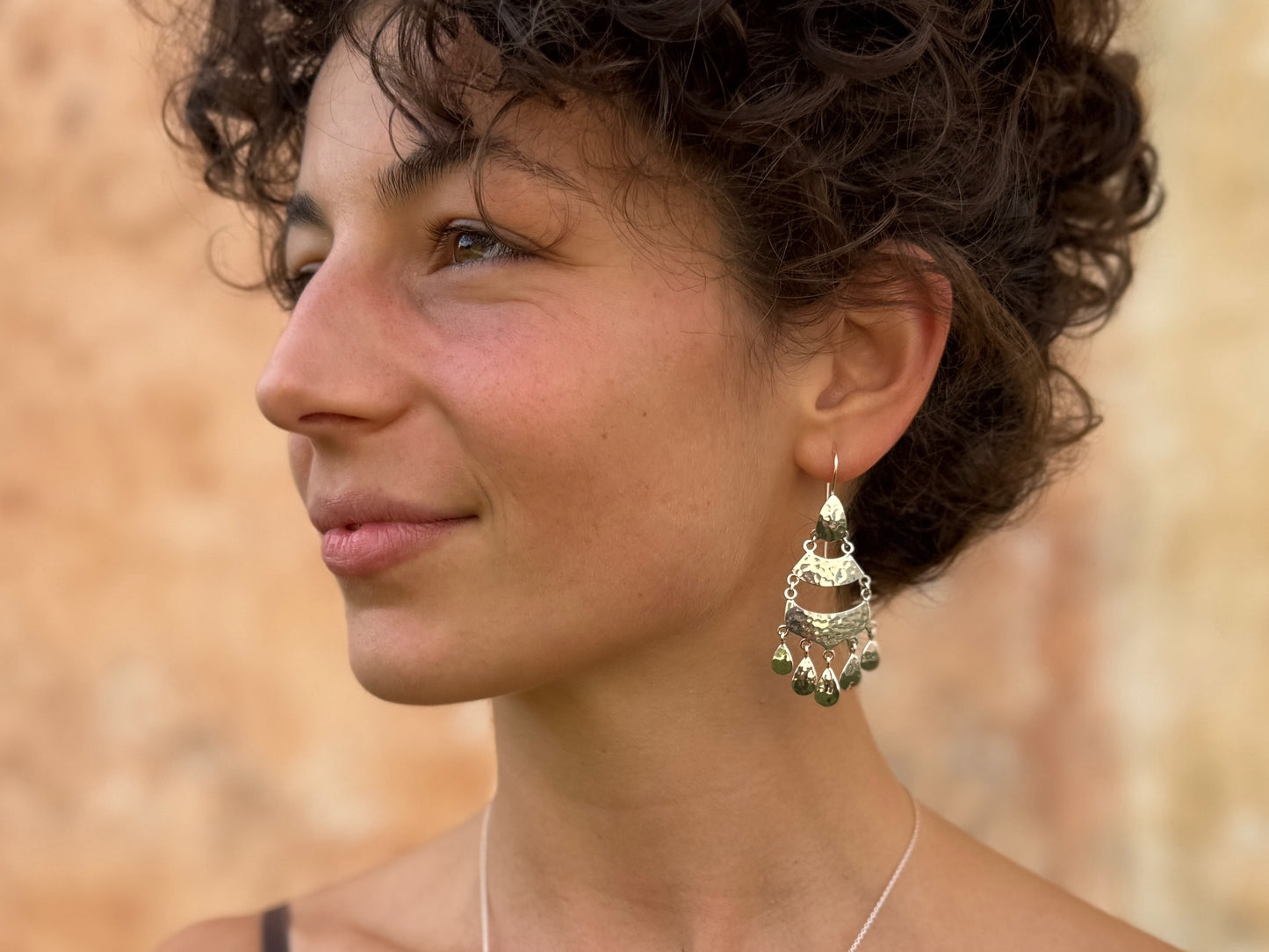 Silver hammered earrings 