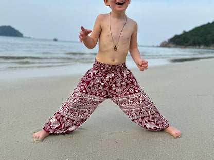 Airy harem pants light blue turquoise with elephants for children 