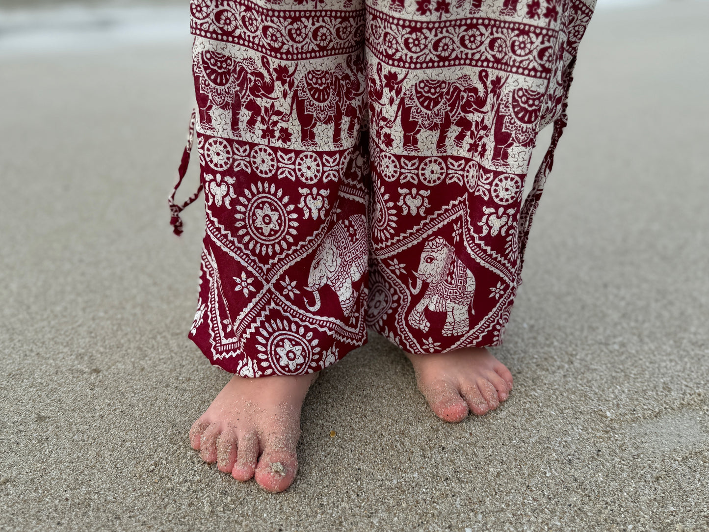 luftige Pluderhose rot weiß mit Elefanten für Kinder