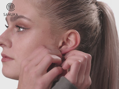 Front back stud earrings made of silver with turquoise stone 