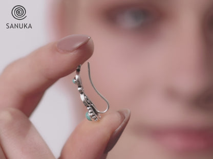 Earclimber earrings with turquoise stones made of silver 