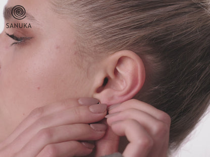 Front back stud earrings with black onyx stone made of silver 