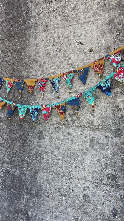 Mini flower bunting colorful with bells