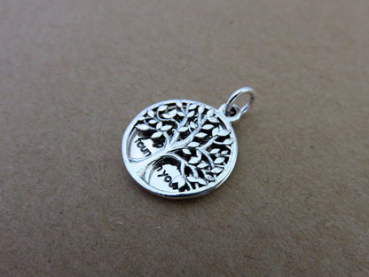 Pendant tree of life with saying made of silver