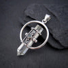 Bergkristall Anhänger mit kleinem Stein aus Silber