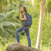 grosser lässiger Canvas Rucksack mit Riemen in blau
