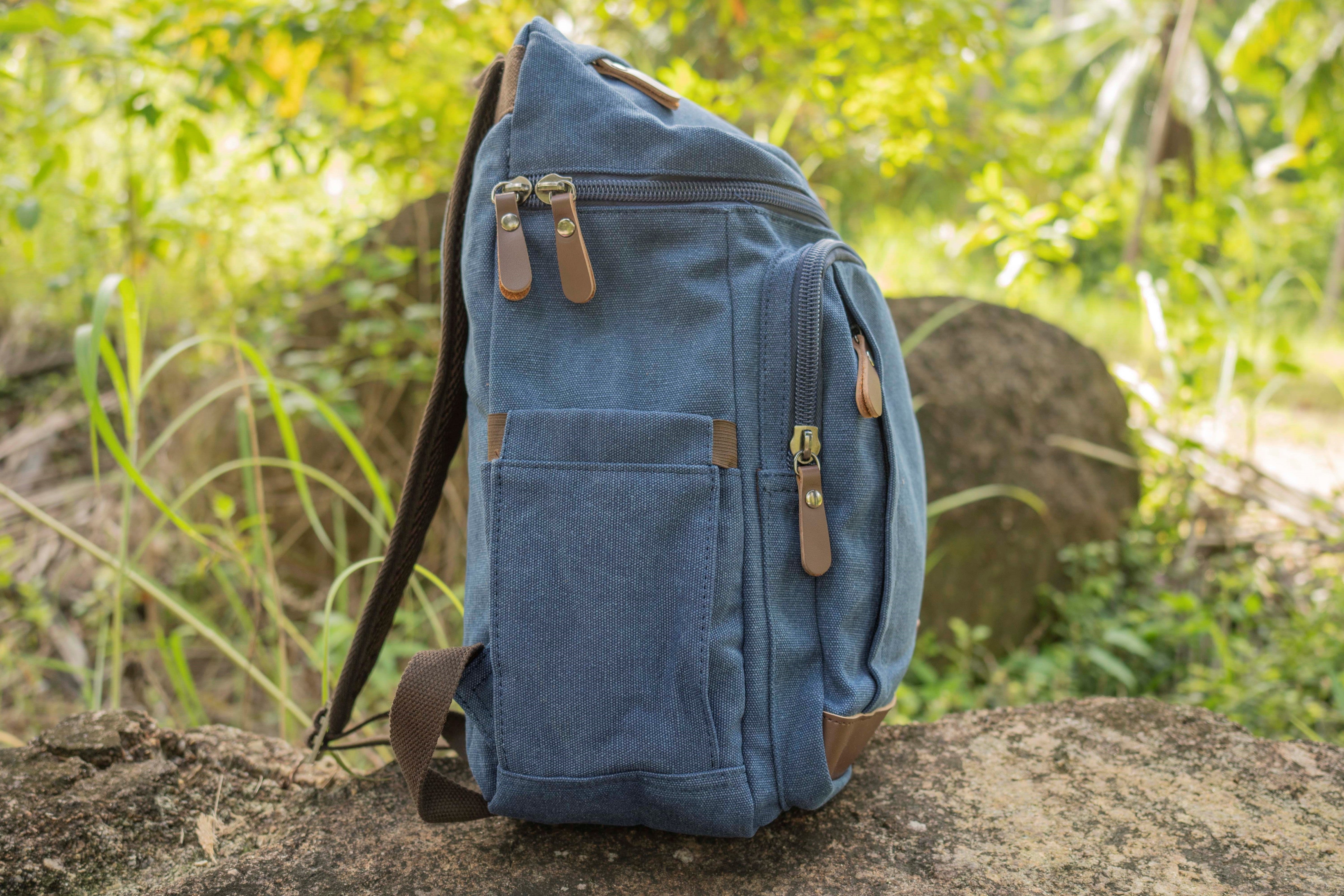 Canvas Ruchsack Canvas Rucksack in blau – Sanuka