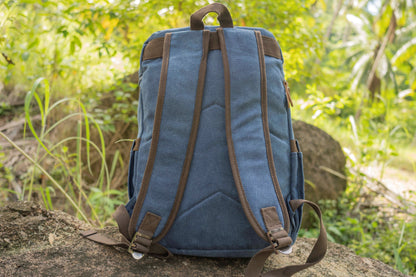 Canvas backpack in blue 