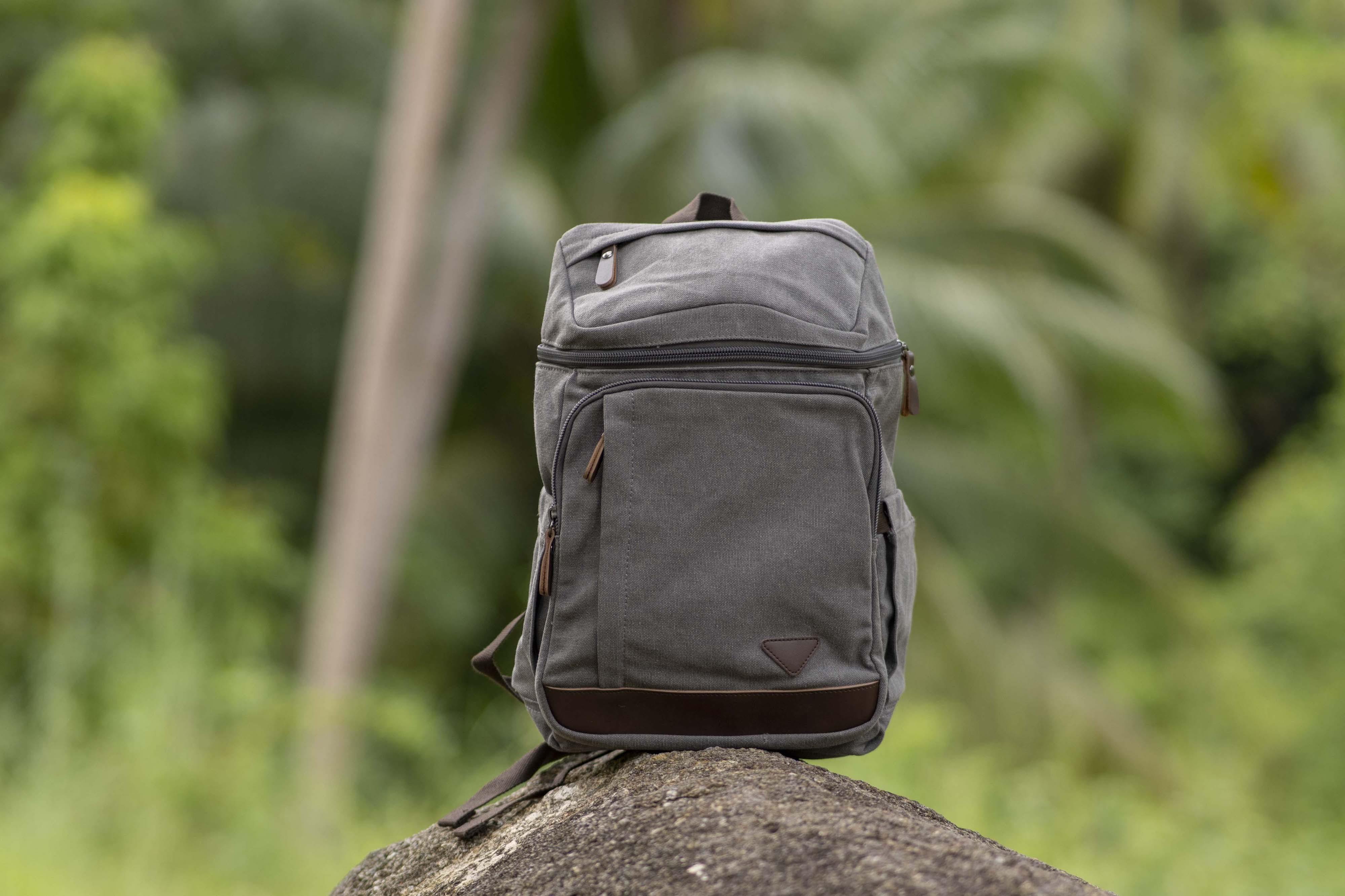 Canvas backpack in gray