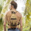 praktische Canvas Schultertasche mit Riemen in beige
