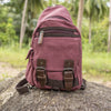 praktische Canvas Schultertasche mit Riemen in rot