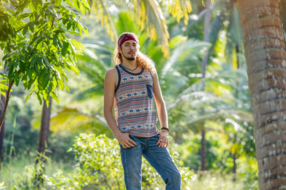 Elephant tank top for men with chest pocket