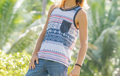 gemustertes Tanktop mit Brusttasche für Männer im lässigen Look