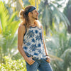 Tanktop für Männer mit Brusttasche mit Palmen in grau blau