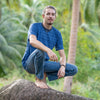 blau gemustertes T-Shirt für Männer