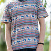 gemustertes T-Shirt für Männer in beige blau rot mit Elefanten