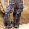 luftige Pluderhose mit filigranem Muster in dunkelblau