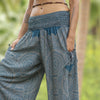 luftige Pluderhose mit Mandalamuster in blau mit Taschen