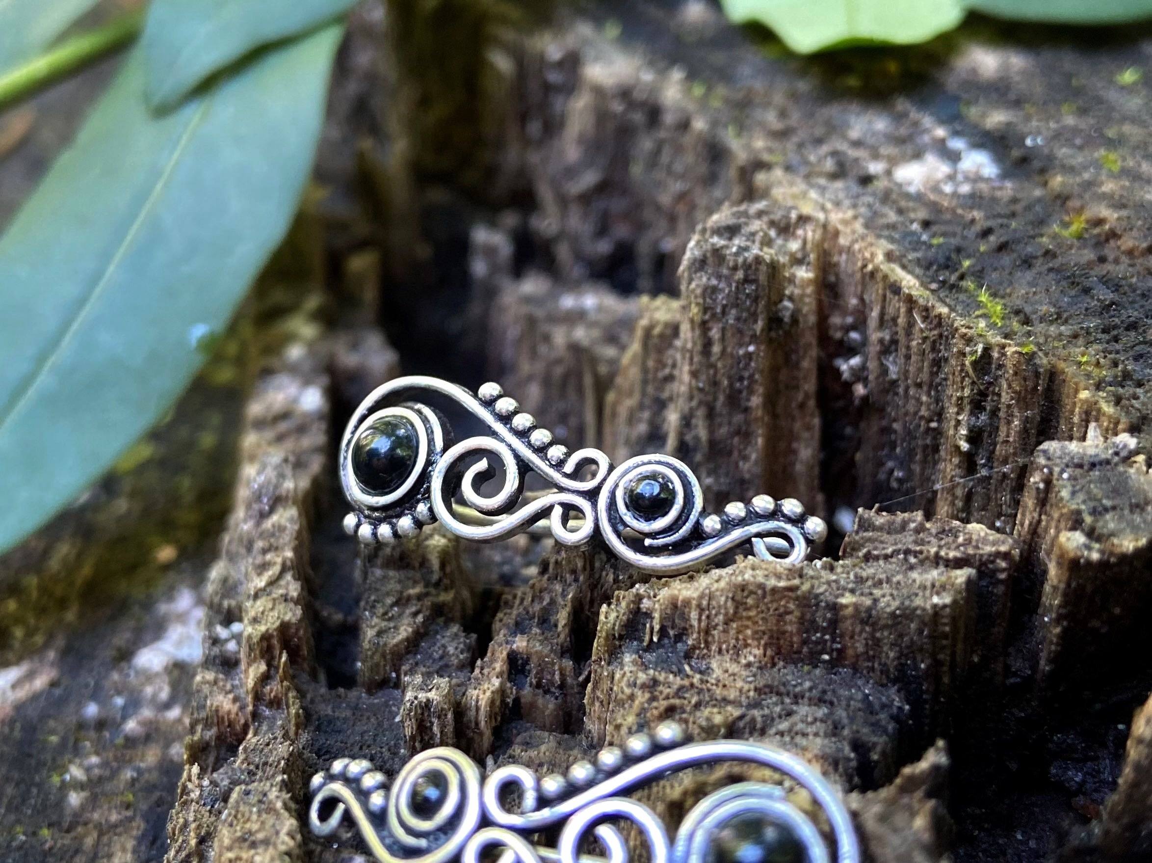 Earclimber Ohrringe mit Onyx Steinen aus Silber