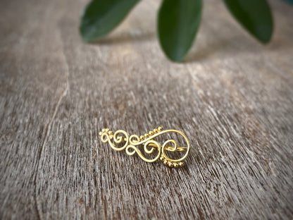 Earclimber earrings with spirals and dots plated gold 