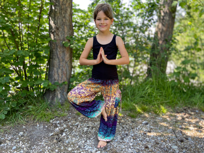 colorful patterned harem pants with paisley pattern for children 