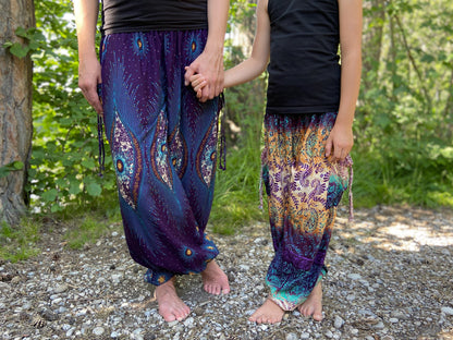 colorful patterned harem pants with paisley pattern for children 