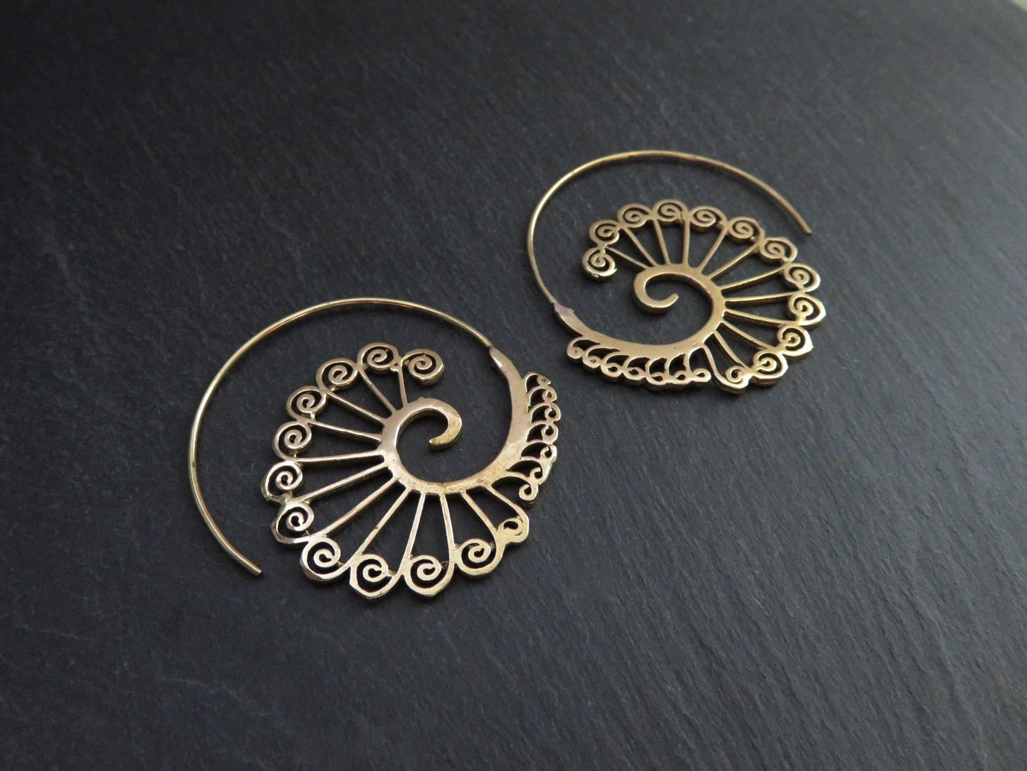 playful spiral earrings made of brass