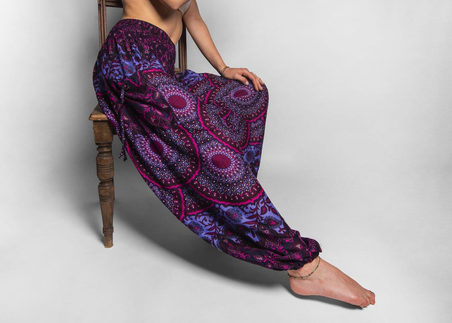 PLUS SIZE harem pants with mandala pattern in pink purple