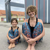 gemusterte Pluderhose mit Taschen in türkis orange
